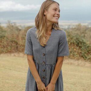 Neuflora Austria blue gingham dress NWT